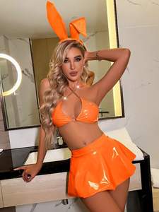 Fabricant de lingerie de luxe 3 pièces lapin ensemble fête porter Costume <span class=keywords><strong>bandeau</strong></span> Sexy polyester tissu sous-vêtements tongs soutiens-<span class=keywords><strong>gorge</strong></span> - Product Image 4