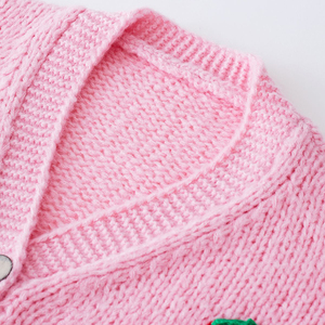 High Quality Fashion Custom Warm Sweet Button V Neck Dropped Shoulder Knit <strong>Cardigan</strong> <strong>Women's</strong> Sweater Autumn Winter Wear - Product Image 3