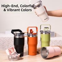 Gobelet de voyage en acier inoxydable multicolores tendance, avec couvercle double usage, anti-fuite, tasse isotherme pour véhicule, pique-nique, bureau, usage quotidien