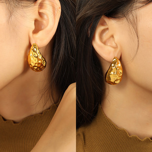 Teardrop <b>Stud</b> Earrings Zinc Alloy Gold <b>Silver</b> Fashion Korean Style Ear <b>Studs</b> EH115 EH116 - Product Image 4