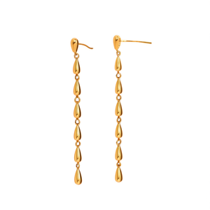 ต่างหูแฟชั่นทรงหยดน้ำ ดีไซน์ยาว ทนทาน ผลิตจากสแตนเลสสตีล 316L ชุบทอง PVD - Product Image 2