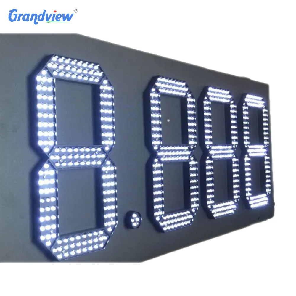 Tablero digital LED con pantalla de 7 segmentos para exteriores, letreros de pantalla de 12 pulgadas para estación de gas