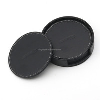 Ensemble de sous-verres personnalisés en cuir véritable PU de qualité supérieure avec logo gravé au laser pour cadeau promotionnel