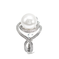 Élégant 925 Sterling Silver 12MM 4A Perle D'eau Douce Arc Perle Anneaux Bowknot Anneau pour Femmes Fine Jewelry Anniversaire De Mariage