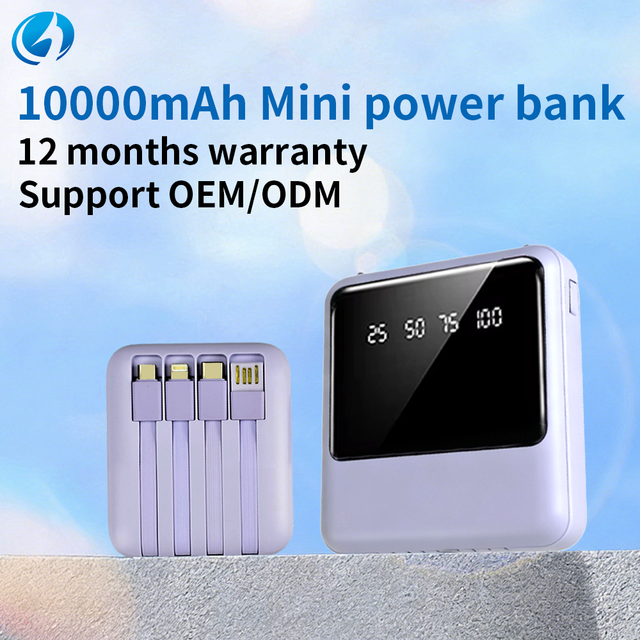 Wholesale High Capacity Custom Logo 10000mAh Built in Cables Lanyard Fast Charging Portable Power Bank