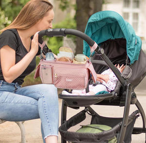 Organisateur universel pour poussette de bébé, sac de rangement matelassé avec porte-gobelet isotherme, sac à couches imperméable - Product Image 2