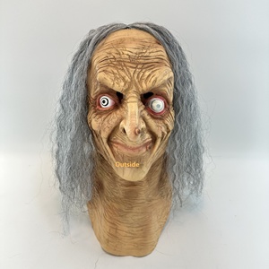 DAMAI Halloween Silicon Maskes Realistic Horror Cosplay for Party Prop Latex Full Face Mask Wig Old Granny Mask - Product Image 6