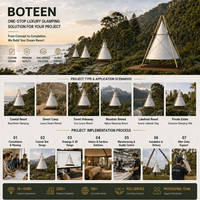 Tente pyramidale de luxe BOTEEN pour glamping, personnalisable, pour resort, extérieur, toile écologique 230g, imperméable, structure en bois galvanisé, hôtel, BSCI