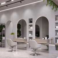 Solution complète de mobilier de salon avec conception 3D gratuite – Salon de coiffure tout-en-un, salon de manucure moderne et luxueux, ensemble de meubles vitrine.