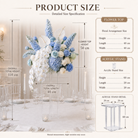 Centre de table en fleurs de soie de haute qualité, bleu clair, delphinium, fait main, réutilisable, léger, décoration de mariage