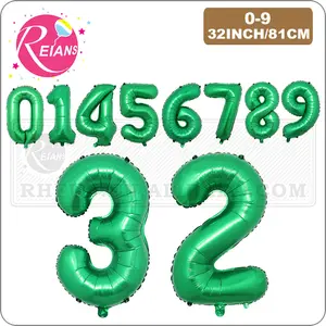 32 pollici palloncino digitale con numero verde 0 1 2 3 4 5 6 7 8 9 in alluminio Ballon per bambini festa di compleanno decorazione Safari selvaggio uno
