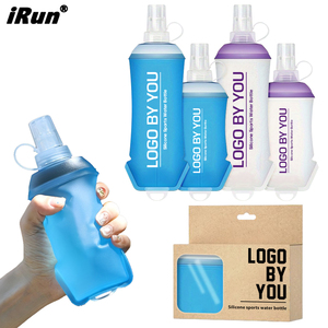 IRun Custom Logo &amp; Size Portable <strong>Soft</strong> Silicone Water <strong>Bottle</strong> <strong>Running</strong> Folding Collapsible Sports Water <strong>Bottle</strong> with Carrying Loop - Product Image 1