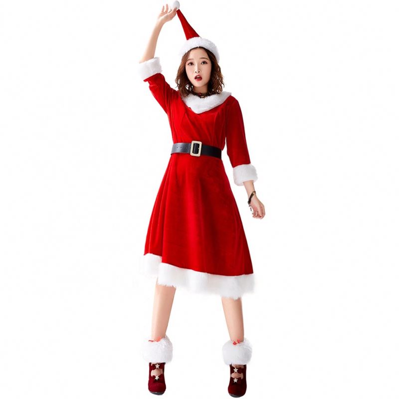 white christmas dresses Classic Christmas 3/4 Sleeve Ruffle Twirl Dress main image 0