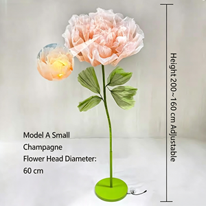 Flor de Peonía Eléctrica de Gran Tamaño, 60 cm de Diámetro, Apertura/Cierre Automático Mecánico, Organza, Estilo Europeo, para Bodas y Eventos Florales - Product Image 1