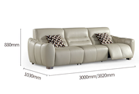 Ensemble de canapés modulaires sectionnels en cuir crème moderne avec fonction de relaxation électrique, prêt à être expédié, pour hôtels, villas et vente en gros de mobilier