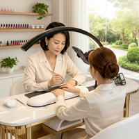 Nouvelle lampe de beauté en métal demi-lune, support de téléphone portable, lampe de bureau pour cils, lampe LED 3 en 1 pour salon de beauté avec repose-bras