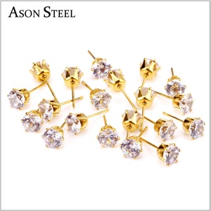 Fashion 18k Gold Plated White Zircon <b>Fake</b> <b>Diamond</b> Jewelry Stud <b>Earrings</b> for Women - Product Image 2