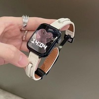 Correa de reloj inteligente de cuero con hebilla plegable a juego con el color, delgada, con cierre magnético, para Apple Watch series 8, 7, 6, 5 y S9.