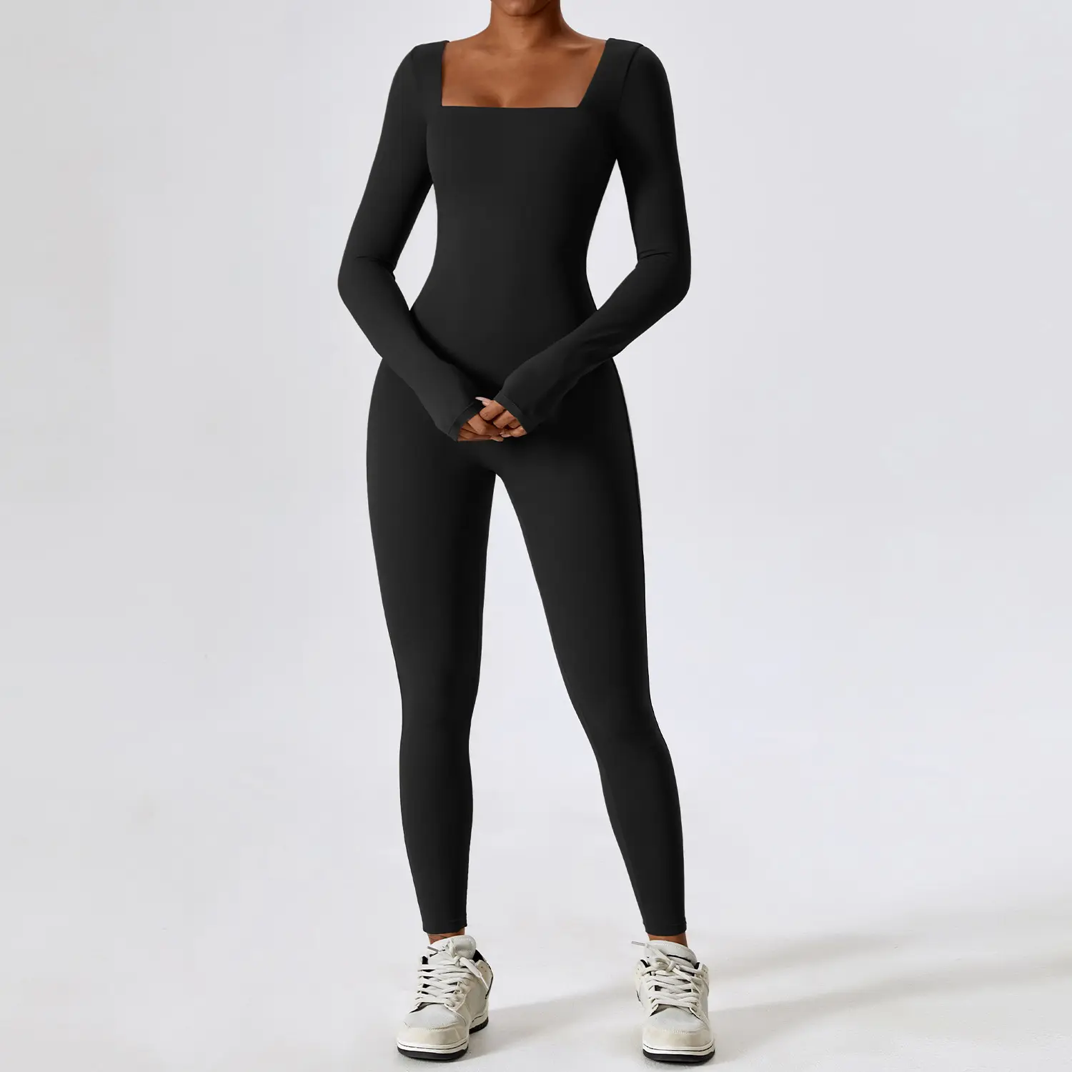 Vrouwen Sexy Gym Workout Yoga Jumpsuit Uit Één Stuk Lange Mouw Volledige Jumpsuit