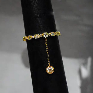 Colgante de Cristal Dorado para Mujer F152 con Cadena, Corte Brillante Redondo, Engaste de Bisel, Joyería de Compromiso, Colgantes Finos - Product Image 5