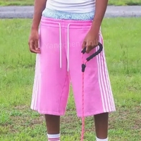 Short de jogging baggy en coton de haute qualité pour hommes surdimensionné Double taille rayé Streetwear été Anti-rides et écologique