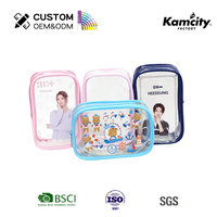 Pochette de présentation transparente en PVC, motif dessin animé mignon, étui photo pour idole, trousse de maquillage étanche, sac cadeau pour fans Kpop de poupées de 15 cm