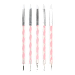 Poignée en Silicone brosse à ongles cire <span class=keywords><strong>crayon</strong></span> cire stylo usine vente en gros Double tête <span class=keywords><strong>acrylique</strong></span> Nail Art brosse ronde Art <span class=keywords><strong>blanc</strong></span> Nylon 10 ensembles - Product Image 1