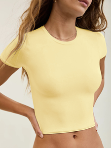 <span class=keywords><strong>2025</strong></span> mùa hè nữ giản dị Ngắn Tay Áo đồng bằng Crop Top jubilan phụ nữ Tees tùy chỉnh t Áo sơ mi - Product Image 2