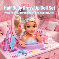 Tête de poupée princesse à coiffer avec cheveux et ongles, kit de poupée à habiller, ensemble de jeu de salon de coiffure avec peigne pour enfants de 3 ans et plus