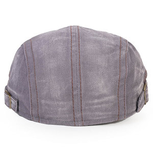Men's Striped Beret Gray Oxford Fabric Breathable Spring Autumn Casual British Style Hat - Product Image 1