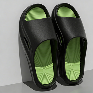 Black Sliders <strong>Slippers</strong> for Blank Slide Sandals Custom Logo Slides EVA Upper PVC Outsole All Seasons - Product Image 1