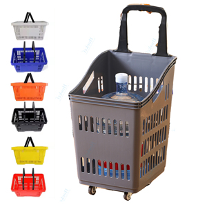 새로운 플라스틱 보관 바구니 쇼핑 바구니 바퀴 20 L 60L 45L 50L 30L 소매점을위한 슈퍼마켓 장바구니 - Product Image 6