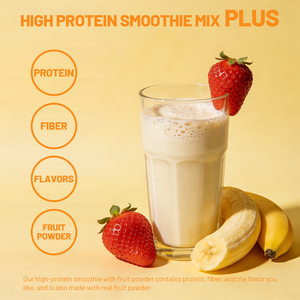 Poudre de protéines végétaliennes saveur fraise banane, marque distributeur, substitut de repas, shake cétogène, faible en glucides, riche en protéines, shake aux fruits - Product Image 4