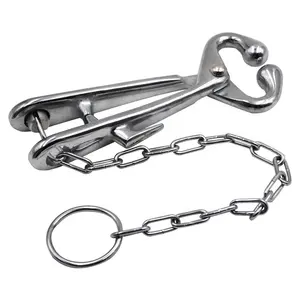 Veterinary farming Cattle Leaders Pliers Bull Holder Pliers Cow Nose Pincher with Chain Bull Stabilizer Bovine Piercing Device