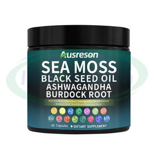 Etiqueta privada Suplemento Halal Cúrcuma Bardana Jengibre 3000mg Aceite De Semilla Negra 2000mg Ashwagandha Cápsulas de musgo marino - Product Image 1