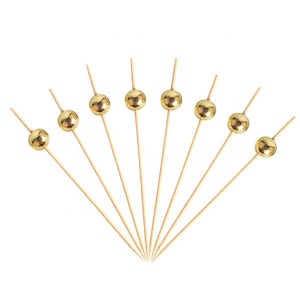 100pcs gói 4.7 <span class=keywords><strong>inch</strong></span> Nguồn cung cấp bên sáng bóng bạc bóng Cocktail Picks xiên của tre - Product Image 2