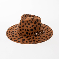Nouvelle Arrivée 2026 – Chapeau Fedora Décontracté Tendance à Large Bord de 9 cm en 100% Laine avec Détail Métallique, Imprimé Léopard, Idéal pour Fêtes en Extérieur – Chapeau Jazz
