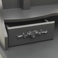 Table de toilette moderne en bois blanc avec miroir, table de maquillage et tabouret, coiffeuse noire avec miroir sur pied