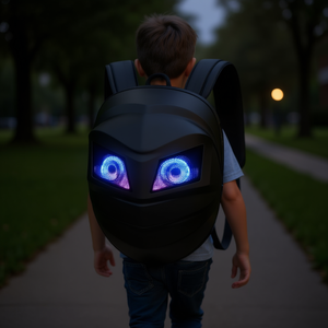Mochila LED de tela Oxford ABS unisex con luz nocturna, estilo motociclista, cierre de cremallera, para todas las estaciones, para niños, uso diario. - Product Image 2