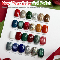 Vernis à ongles en gel pigmenté de couleur du Nouvel An 15 ml avec logo personnalisé, vernis à ongles en gel de Noël riche en pigments, vernis à ongles en gel UV LED qui s'enlève par trempage