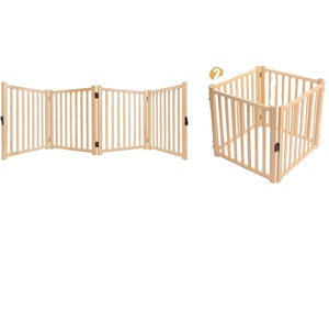 Puerta para mascotas independiente para perros, corralito de madera para perros, para puertas, casa, barrera interior, valla de seguridad de madera plegable para perros con 4 paneles - Product Image 1