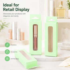 Custom Hanging Paper <b>Boxes</b> Long Rectangular Cosmetic Packaging <b>Boxes</b> With Clear PVC Window For Lip Gloss Mascara Pen Packaging - Product Image 5