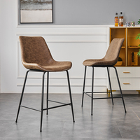 Tabourets de comptoir de cuisine en cuir à armature en fer moderne Chaises hautes de bar avec repose-pieds