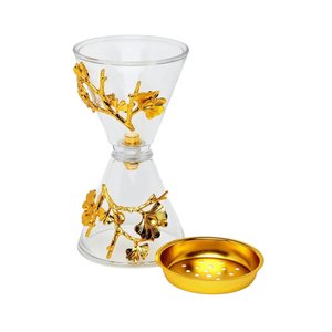 Porte-bougie en verre décoré de feuilles de Ginkgo dorées, nouveau style chinois, fait main, forme irrégulière, motif végétal, vaisselle et assiettes - Product Image 1