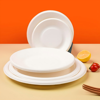 Assiette ronde compostable en bagasse de 5 à 12 pouces, jetable, en canne à sucre, pour la restauration, les barbecues et les événements.