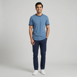 T-shirts blancs à manches courtes et col rond en coton 100% lourd, décontractés et personnalisés, avec fils de couleur, t-shirt uni uni, unisexe - Product Image 1