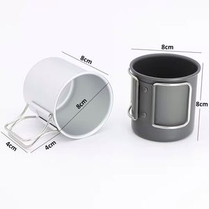 Tasses de camping en alliage d'aluminium en gros - Tasse à café de voyage durable de 300 ml avec poignée pliable pour une utilisation en extérieur toutes saisons - Product Image 2