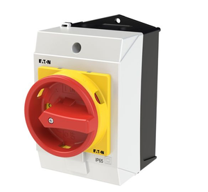 Eaton T0-serie Hoofdschakelaar, 20 A, Oppervlaktemontage, 2 Contacteenheid (S), 3-polig, Met Rode Draaihendel En Gele Borgring - Product Image 1