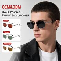 Lunettes de soleil polarisées unisexes Sunray à double pont, rondes, rétro, classiques, en métal léger, avec plaquettes de nez réglables, protection UV400 TAC