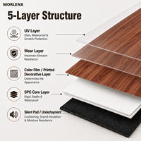Plancher SPC MORLENX en grain de bois rouge brun, imperméable, résistant aux rayures, à noyau rigide, système de clic, pour projets hôteliers et de villas
